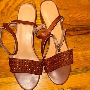 J. Crew Brown Leather Sandals with Ankle Strap